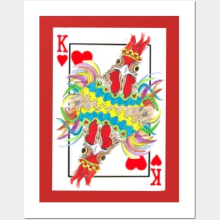 King Of Hearts Rooster playing card Posters and Art